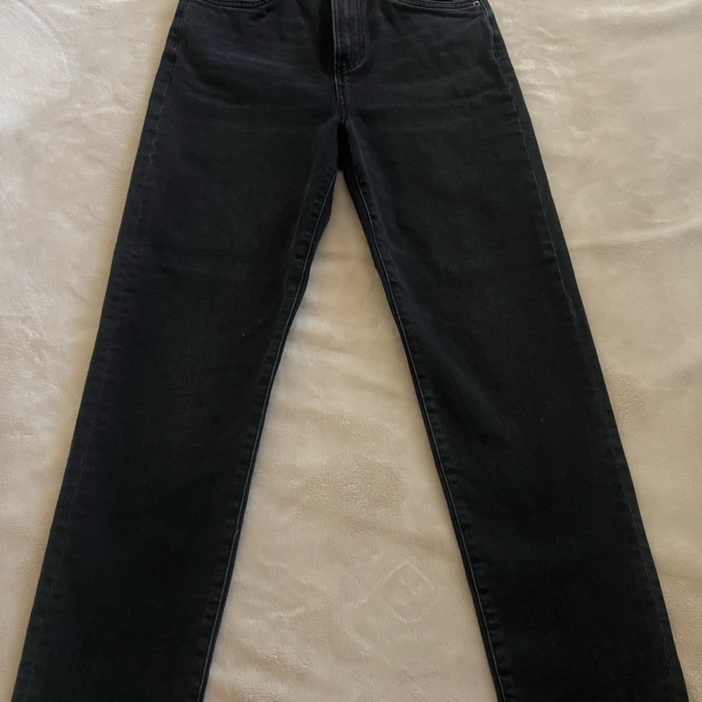 Black Straight-cotton on Leg Jeans